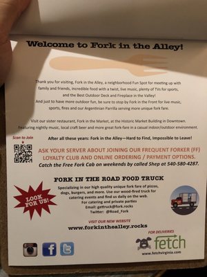 Menu photo 5 Fork in The Alley Roanoke, VA