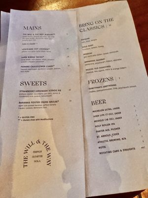 Menu photo 1 The Will & The Way New Orleans, LA Menu photo 1 The Will & The Way New Orleans, LA