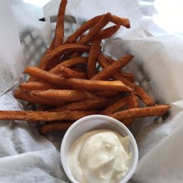 Sweet potato fries with garlic aioli.