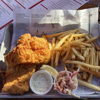 Sand Bar & Grill - FISH & CHIPS BASKET - Seafood Near Me - Oak Bluffs, Massachusetts Sand Bar & Grill - FISH & CHIPS BASKET - Seafood Near Me - Oak Bluffs, Massachusetts