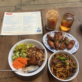 Woon - Pork Belly Over Rice 扣肉飯, Mama Fong's Five Spice Chicken Wings 五香炸雞, Beef Noodles 牛肉粗炒麵 - Chinese Near Me - Pasadena, California Woon - Pork Belly Over Rice 扣肉飯, Mama Fong's Five Spice Chicken Wings 五香炸雞, Beef Noodles 牛肉粗炒麵 - Chinese Near Me - Pasadena, California