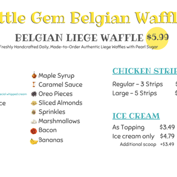 Little Gem Belgian Waffles - MENU - Desserts Near Me - Davis, California Little Gem Belgian Waffles - MENU - Desserts Near Me - Davis, California