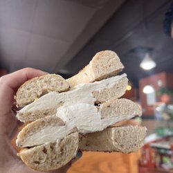 Carmel Bagel Deli - Everything bagel with cream cheese