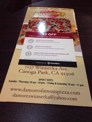 Menu photo 2 D'amore's Pizza Canoga Park, CA