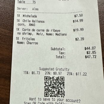 Ay Mi Mexico Restaurant - Great price for the food & great service received. This was dinner for two. - Mexican Near Me - Albuquerque, New Mexico