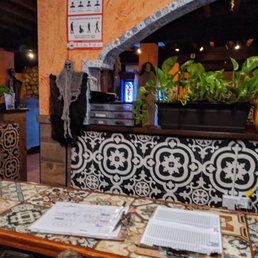 a table with a menu on it
