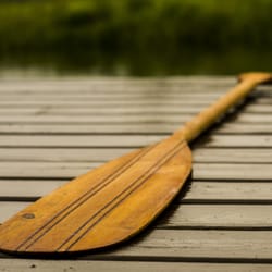 Whynot Adventure - Keji Outfitters - Locally made paddle, dockside at Keji Outfitters.