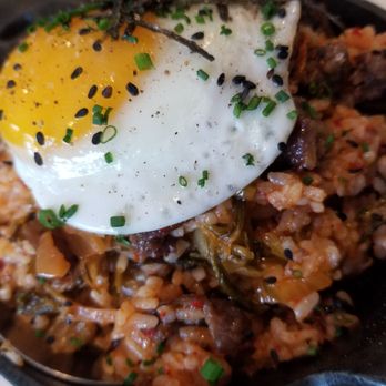 Hungry Crowd - My favorite. Kimchi fried rice with beef...yum - New American Near Me - Los Angeles, California