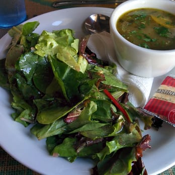 Crossroads Cafe - Cilantro Soup with salad - Cafes Near Me - Joshua Tree, California