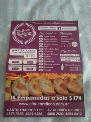 Menu photo 1 El Buen Relleno Buenos Aires, C
