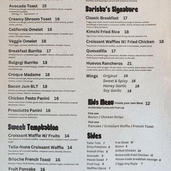 Barista's Kitchen - Menu - Breakfast & Brunch Near Me - Yorba Linda, California