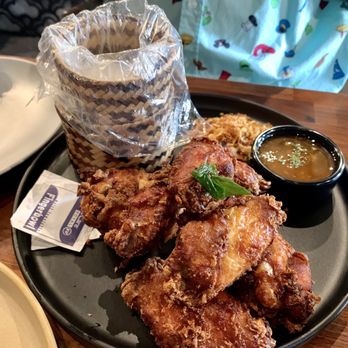 Hanuman Thai Eatery - Fried Chicken Wings w/ Sticky Rics - Thai Near Me - Costa Mesa, California Hanuman Thai Eatery - Fried Chicken Wings w/ Sticky Rics - Thai Near Me - Costa Mesa, California