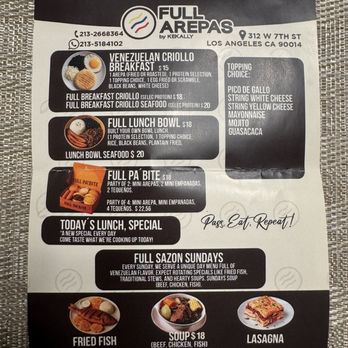 Full Arepas - Menu - Venezuelan Near Me - Los Angeles, California Full Arepas - Menu - Venezuelan Near Me - Los Angeles, California