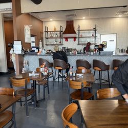 Bar seating in the dining space