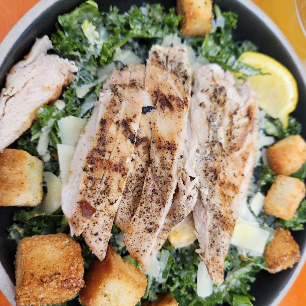 Jasper Brewing Company - Kale Cesar Salad with chicken - Burgers Near Me - Jasper, Alberta