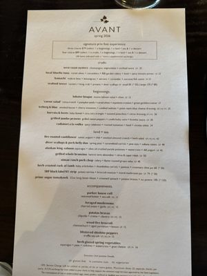 Menu photo 1 AVANT Restaurant San Diego, CA Menu photo 1 AVANT Restaurant San Diego, CA