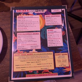 Miti Miti - Drink Menu. - Latin American Near Me - Brooklyn, New York