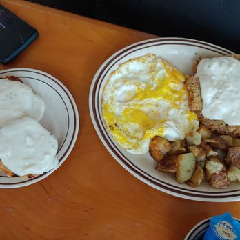 Classic BJ's Cafe - CFS and eggs with country potatoes - New American Near Me - Euless, Texas
