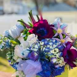 Weymouth Flowers - Purple Hydrangea, anemones, roses, violet tulips