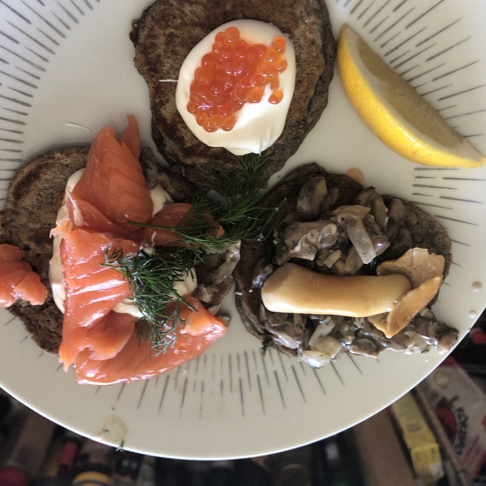 Eurus Deli - Red caviar , mushrooms, and lox blinis - Delis Near Me - Glen Ellyn, Illinois