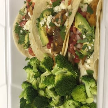 Chili's - Tilapia fish tacos with steamed broccoli as my 2 sides. All for $10 - American Near Me - Tampa, Florida