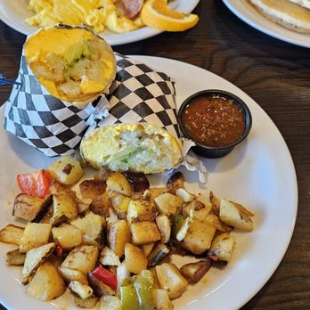 Woody's Roadhouse - Baja Breakfast Burrito and Country Potatos - Breakfast & Brunch Near Me - Colton, California Woody's Roadhouse - Baja Breakfast Burrito and Country Potatos - Breakfast & Brunch Near Me - Colton, California