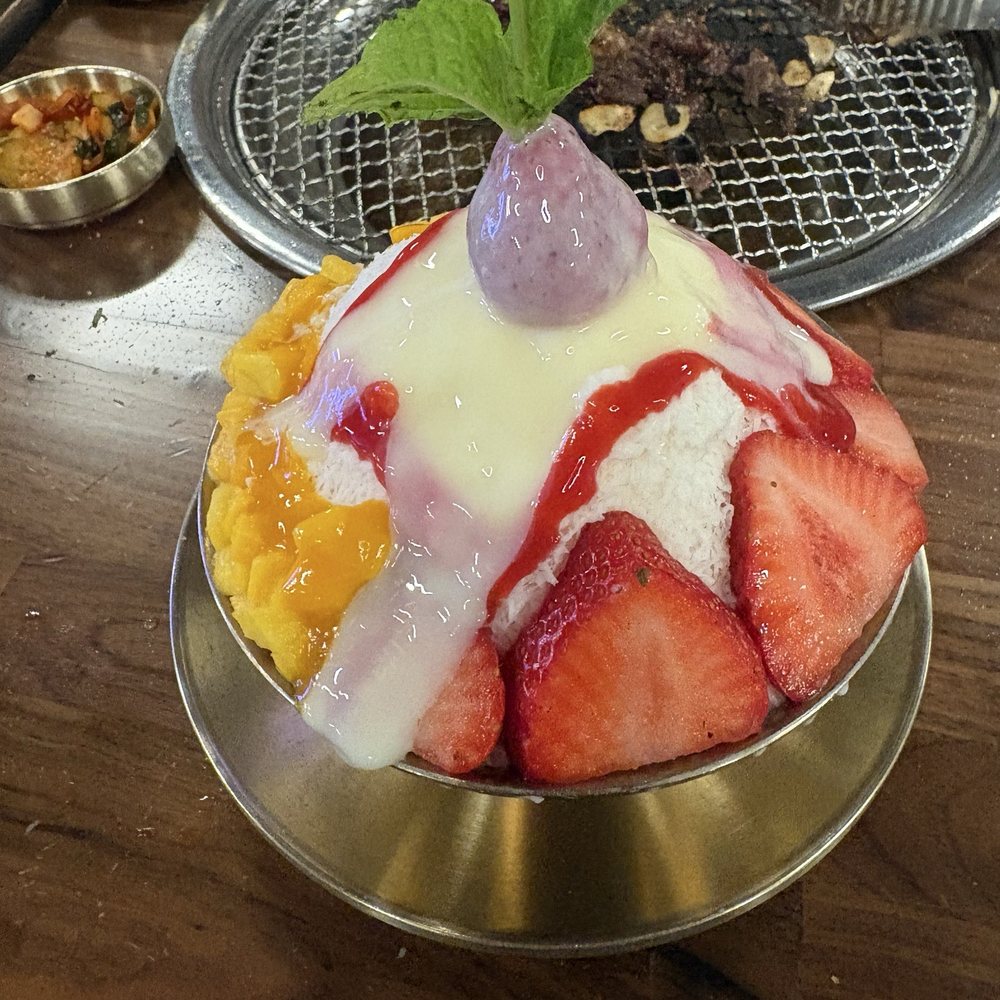 Sizzle Korean Barbeque - Half strawberry half mango ice cream dessert - Korean Near Me - Glendale, Arizona