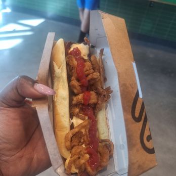 Shake Shack - Fried onions with cheese sauce and ketchup - Burgers Near Me - Bronx, New York