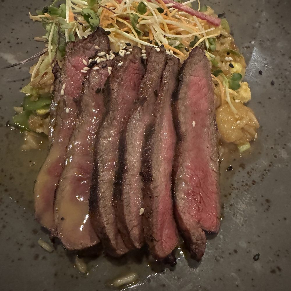 Pamplemousse Grille - Korean marinated flat iron steak - New American Near Me - Solana Beach, California Pamplemousse Grille - Korean marinated flat iron steak - New American Near Me - Solana Beach, California