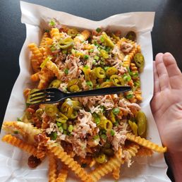 BBQ fries with pork.