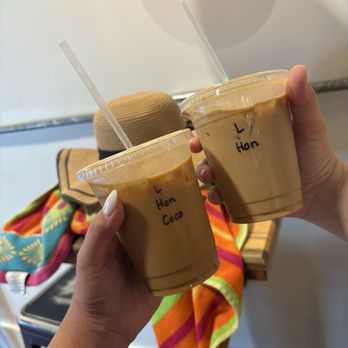Brew 1902 - Honey latte with coconut milk (left) and honey latte (right) - Coffee & Tea Near Me - Murrieta, California