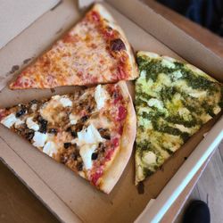 Pizza Wagon Of Brooklyn - Pizza by the Slice- Cheese Pizza, Eggplant Pizza, and Pesto Pizza