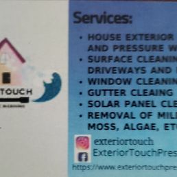 Business card with services provided.