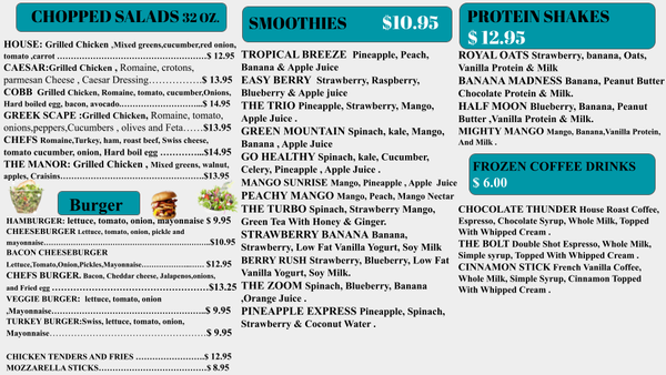 Menu photo 1 The Village Vibe Cafe Pelham, NY Menu photo 1 The Village Vibe Cafe Pelham, NY