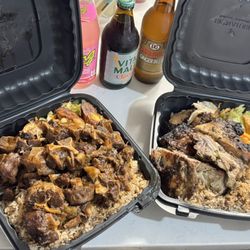 Caribbean Cravings - Large Oxtail & Jerk Chicken both with Rice & Peas