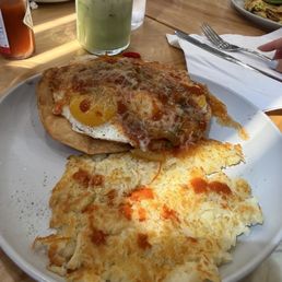 Huevos rancheros with hash browns