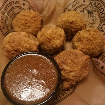 Razzoo's Cajun Cafe - Boudin Balls with a spice dipping sauce - Cajun/Creole Near Me - Cedar Hill, Texas Razzoo's Cajun Cafe - Boudin Balls with a spice dipping sauce - Cajun/Creole Near Me - Cedar Hill, Texas