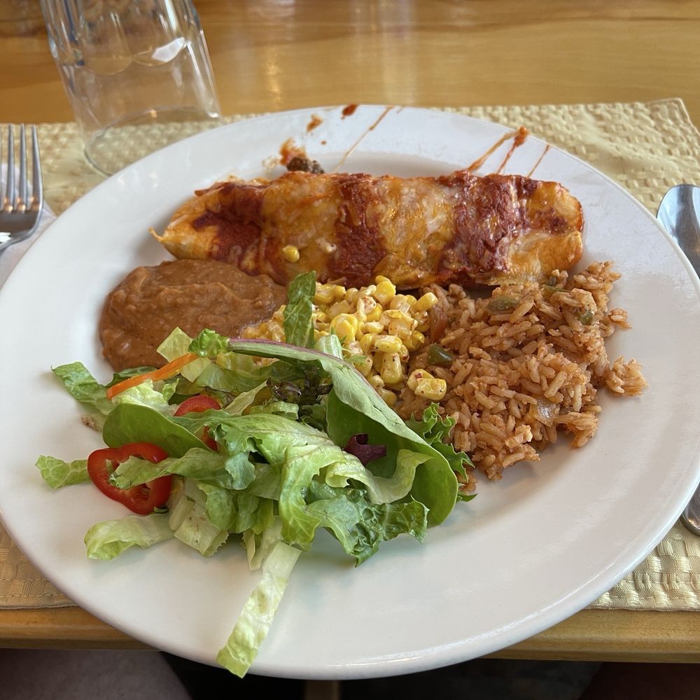 Devils Tower Lodge - Our dinner option was enchiladas and this amazing corn dish - Hotels Near Me - Devils Tower, Wyoming