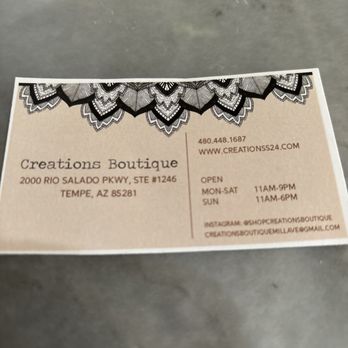 Creations Boutique - Business card - Women's Clothing Near Me - Tempe, Arizona Creations Boutique - Business card - Women's Clothing Near Me - Tempe, Arizona