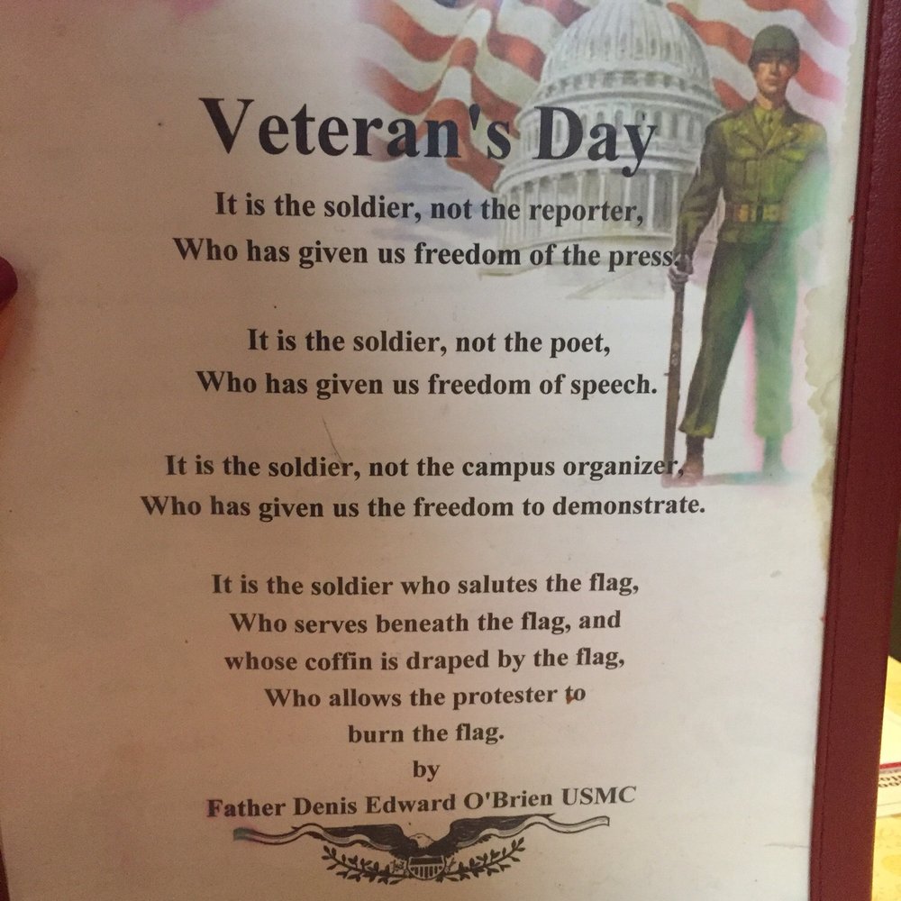 Maple Restaurant - A salute to all veterans on the outside of the Maple's menu. Freedom is not free. - New American Near Me - Ambridge, Pennsylvania Maple Restaurant - A salute to all veterans on the outside of the Maple's menu. Freedom is not free. - New American Near Me - Ambridge, Pennsylvania