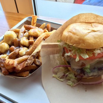 Clark Burger - Small order of "classique" poutine ($3.75) and "Clark Burger" ($7.40). Delicious!! - Burgers Near Me - Baltimore, Maryland
