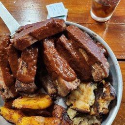 Delicious rack of ribs, taters, and plantains Delicious rack of ribs, taters, and plantains