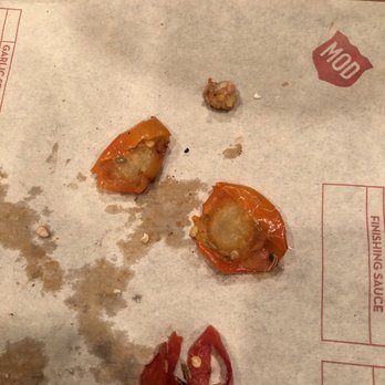 MOD Pizza - Pepper tops (seeds and all) surely from the trash because NO restaurant prep station puts these in to make pizzas. - Pizza Near Me - Castle Rock, Colorado
