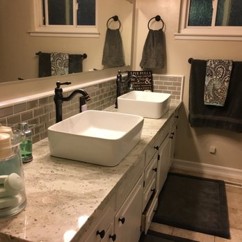 TLTile Creations - Bathroom Renovation: New counters, sinks, faucets, and backsplash installed by TL Tile Creations. - Tiling Near Me - Clovis, California