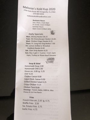 Menu photo 2 Melonie'S Kold Kup Orangeville, PA Menu photo 2 Melonie'S Kold Kup Orangeville, PA