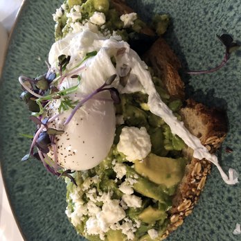 Threefold Cafe - Smashed Avocado on Toast Breakfast with poached egg - Breakfast & Brunch Near Me - Coral Gables, Florida