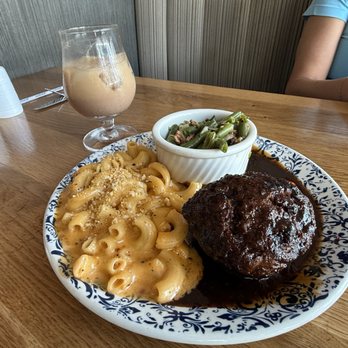 Tupelo Honey Southern Kitchen & Bar - Bourbon Peppercorn Glazed Meatloaf with Mac-n-Cheese and green beans - Southern Near Me - Denver, Colorado Tupelo Honey Southern Kitchen & Bar - Bourbon Peppercorn Glazed Meatloaf with Mac-n-Cheese and green beans - Southern Near Me - Denver, Colorado
