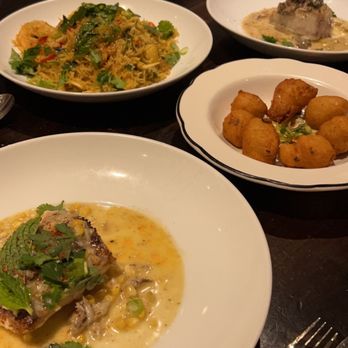 Automatic Seafood and Oysters - Amberjack (front), Hushpuppies and Curry (middle) Red Snapper (back) - Seafood Near Me - Birmingham, Alabama Automatic Seafood and Oysters - Amberjack (front), Hushpuppies and Curry (middle) Red Snapper (back) - Seafood Near Me - Birmingham, Alabama