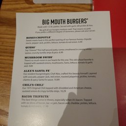 New burgers menu!