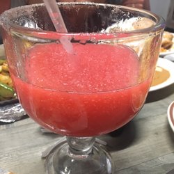 Los Amigos Mexican Grill - Strawberry Frozen Margarita Large.  And its huge! And awesome.